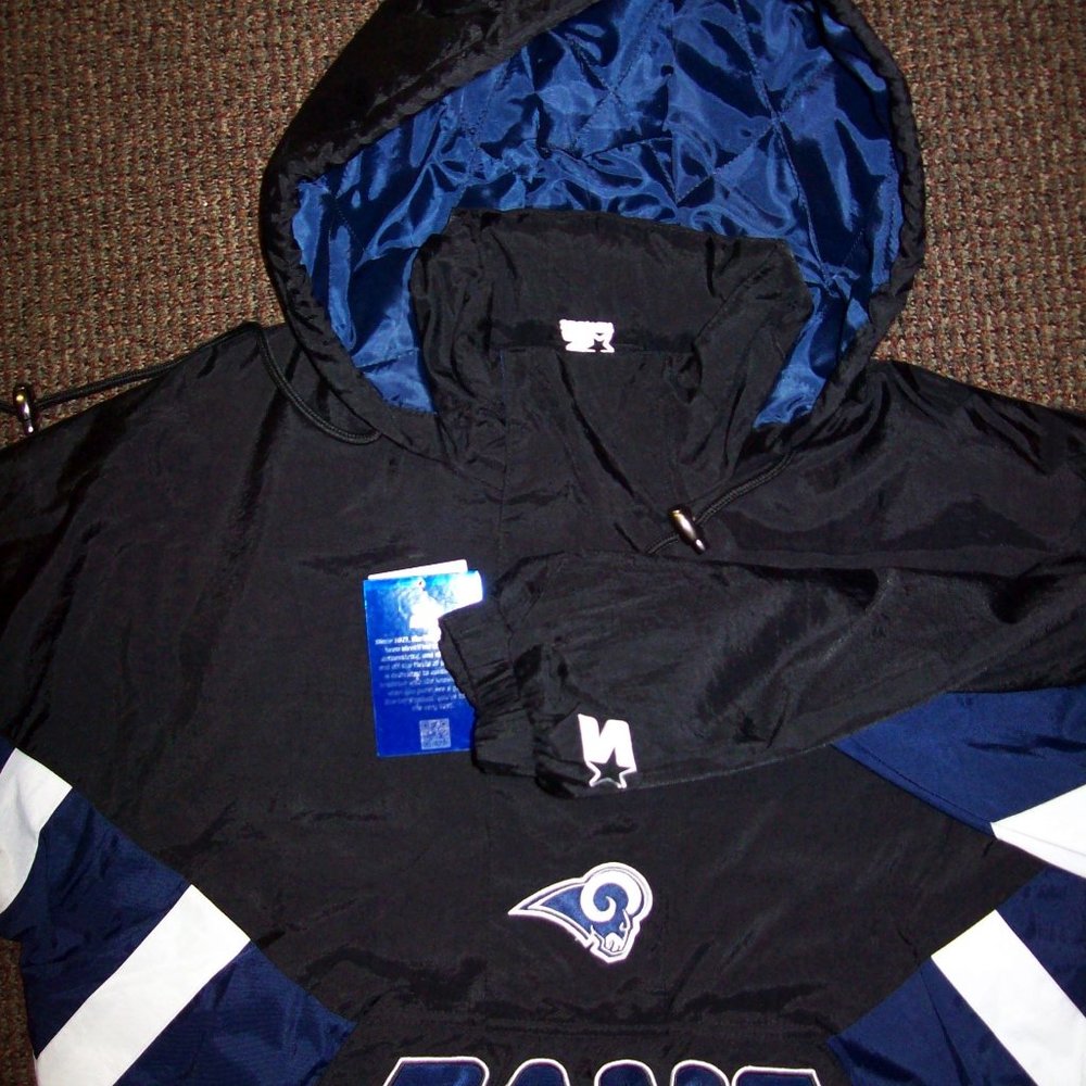 NFL RAMS STARTER Half Zip Pull Over Hooded Jacket SMALL